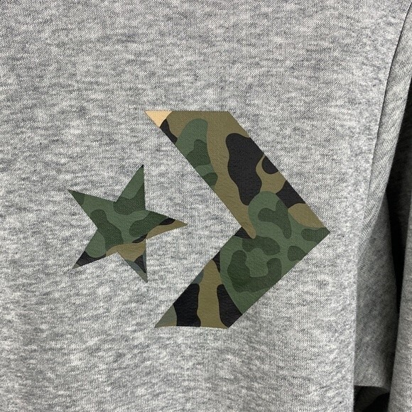 Converse Gray Long Sleeve Hoodie Camouflage Trim Sweatshirt S - Picture 3 of 5